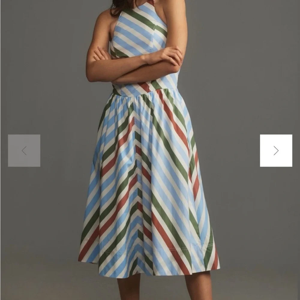Anthropologie Blue, Green, and Red Striped Dress - Picture 1 of 8